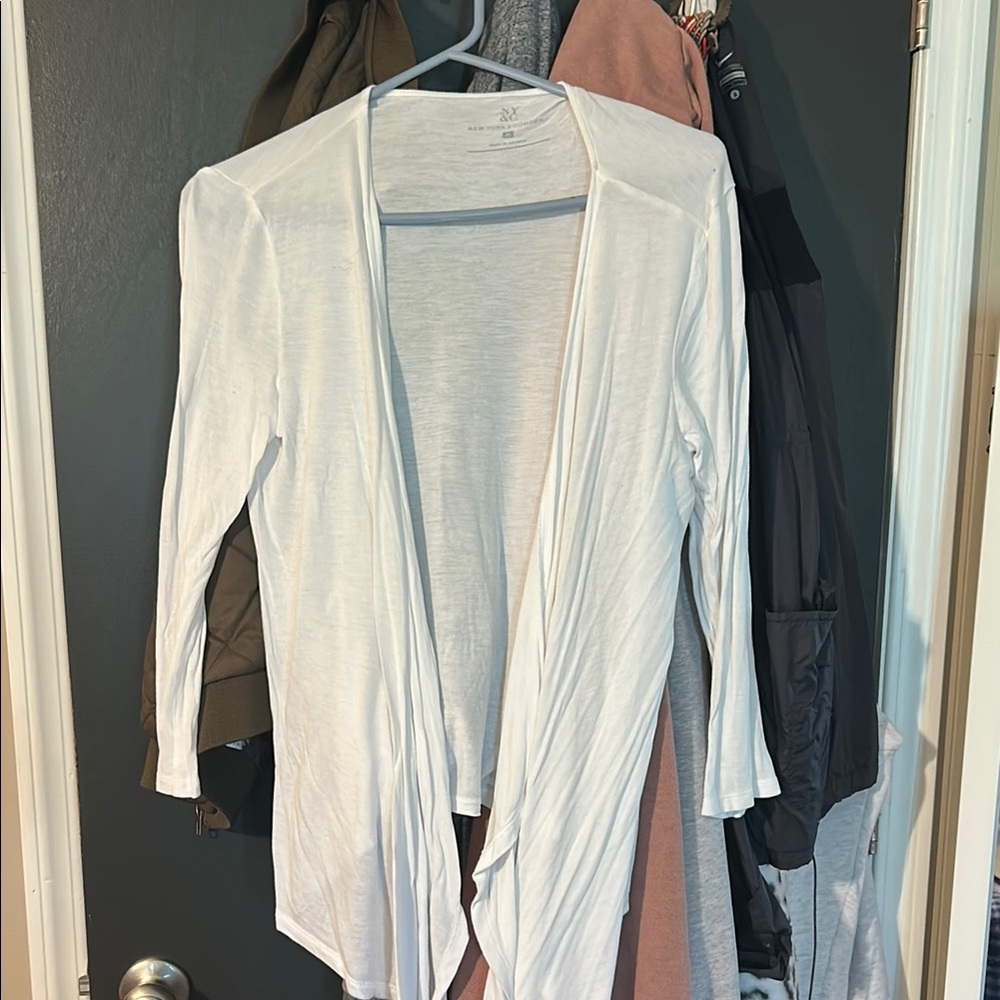 Women's White Open Front Cardigan